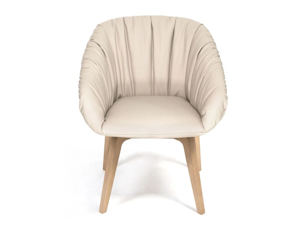 Кресло Alma Wood Soft Натуральная кожа, Бежевый