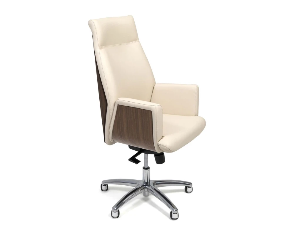 Кресло Zeus/A Натуральная кожа, Бежевый/Орех