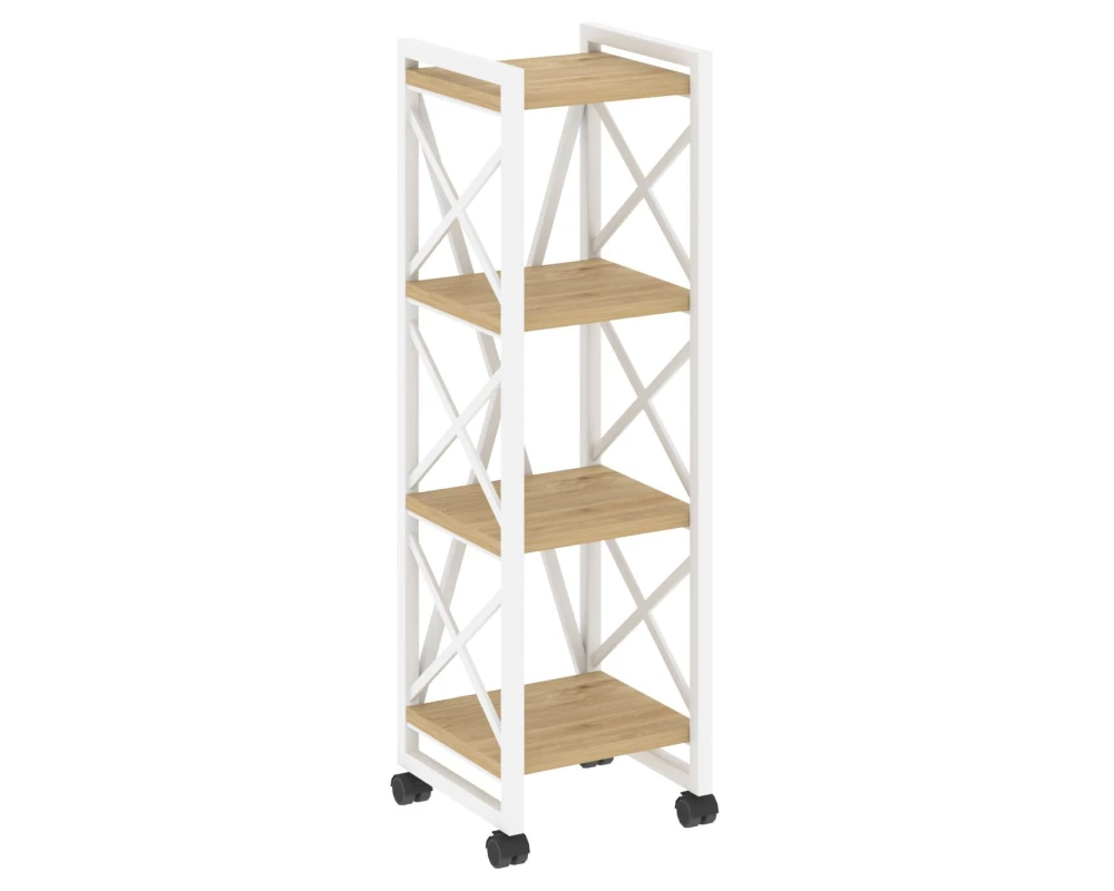 Стеллаж на колесных опорах - 4 полки 400х400х1334 Лофт / Loft