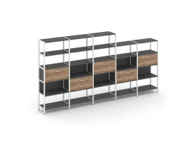 Пятисекционный стеллаж пятиярусный с ящиками 3930х400х1980 Шелф Систем / Shelf System images