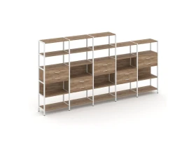 Пятисекционный стеллаж пятиярусный с ящиками 3930х400х1980 Шелф Систем / Shelf System images