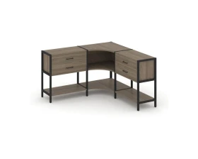 Трехсекционный угловой стеллаж двухярусный с ящиками 1590х1590х879 Шелф Систем / Shelf System images