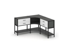 Трехсекционный угловой стеллаж двухярусный с ящиками 1590х1590х879 Шелф Систем / Shelf System images