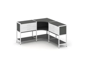 Трехсекционный угловой стеллаж двухярусный с ящиками 1590х1590х879 Шелф Систем / Shelf System images