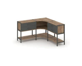 Трехсекционный угловой стеллаж двухярусный с ящиками 1590х1590х879 Шелф Систем / Shelf System images