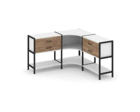 Трехсекционный угловой стеллаж двухярусный с ящиками 1590х1590х879 Шелф Систем / Shelf System images