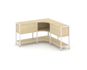 Трехсекционный угловой стеллаж двухярусный с ящиками 1590х1590х879 Шелф Систем / Shelf System images