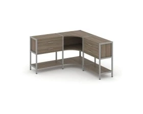 Трехсекционный угловой стеллаж двухярусный с ящиками 1590х1590х879 Шелф Систем / Shelf System images