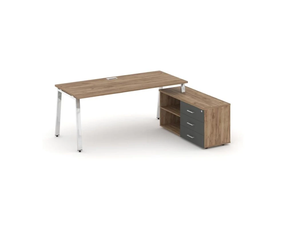 Стол письменный с греденцией правой на А-образном каркасе 1380x800x750 Стайл Проджект Директ Люкс / Style Project Direct Lux