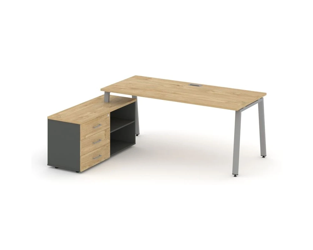 Стол письменный с греденцией левой на А-образном каркасе 1580x1480x750 Стайл Проджект Директ / Style Project Direct