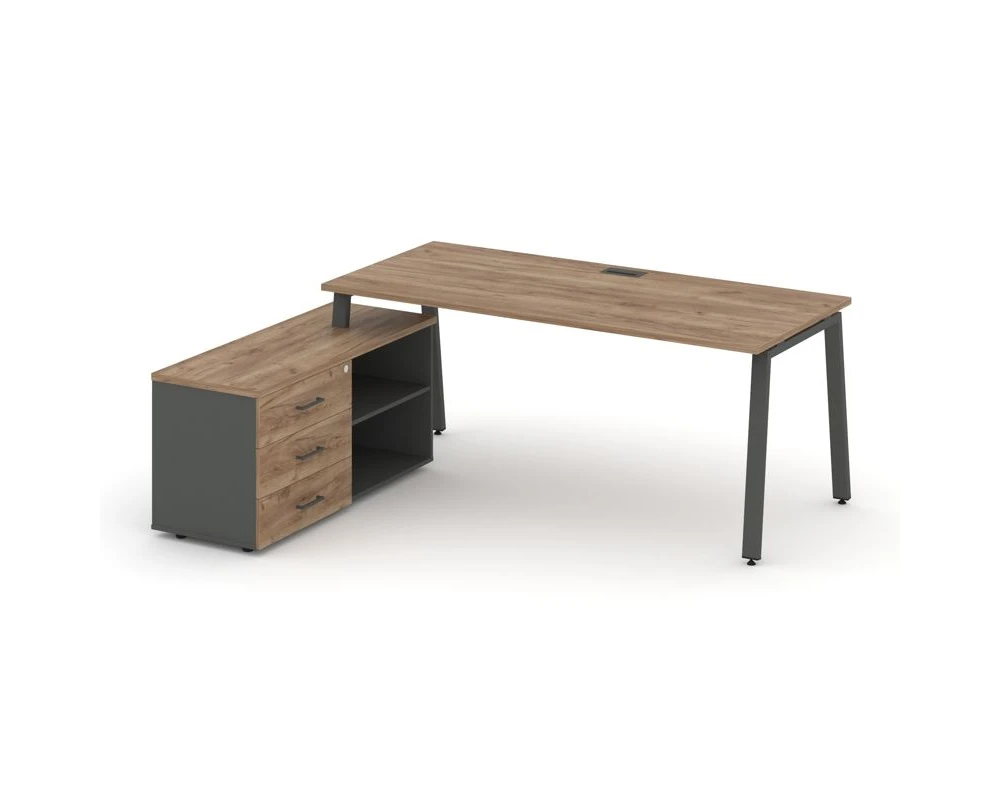 Стол письменный с греденцией левой на А-образном каркасе 1580x1480x750 Стайл Проджект Директ / Style Project Direct