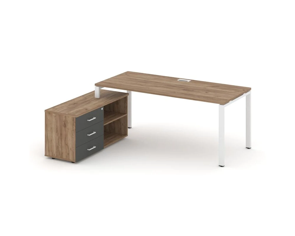 Стол письменный с греденцией левой на П-образном каркасе 1980x1480x750 Стайл Проджект Директ / Style Project Direct