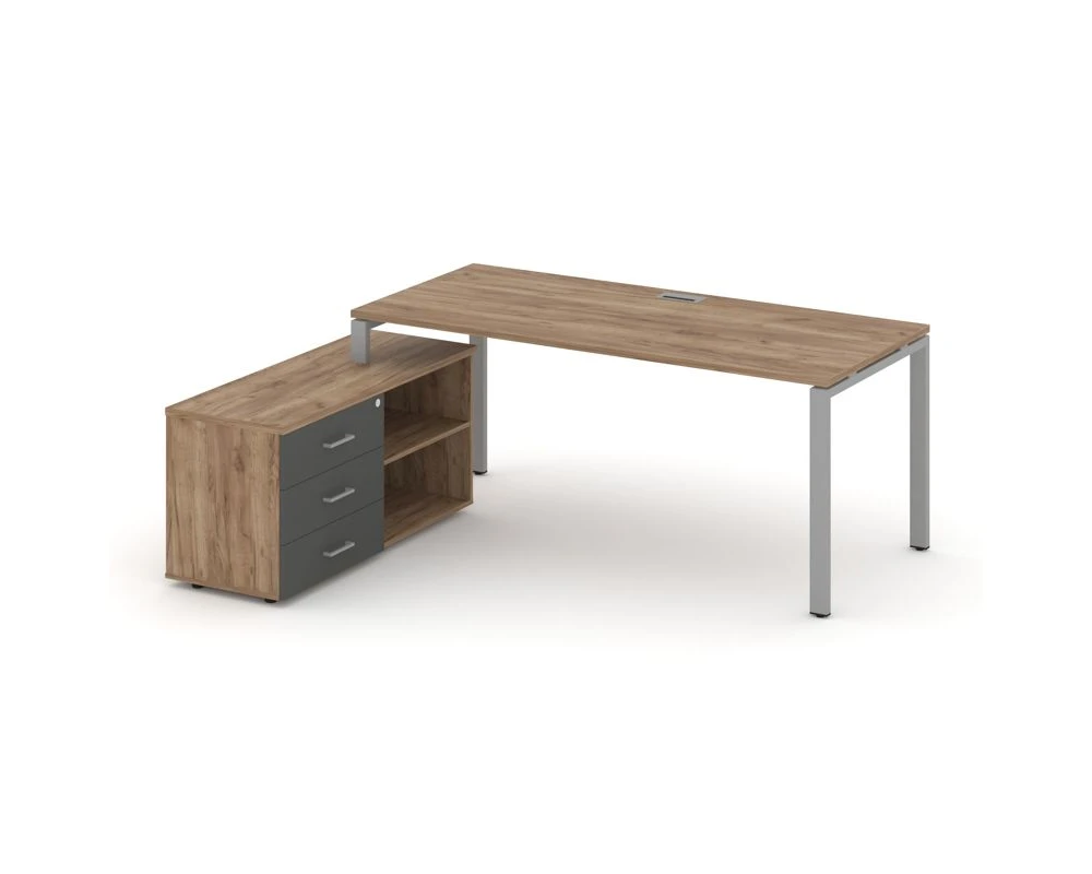 Стол письменный с греденцией левой на П-образном каркасе 2180x1480x750 Стайл Проджект Директ / Style Project Direct