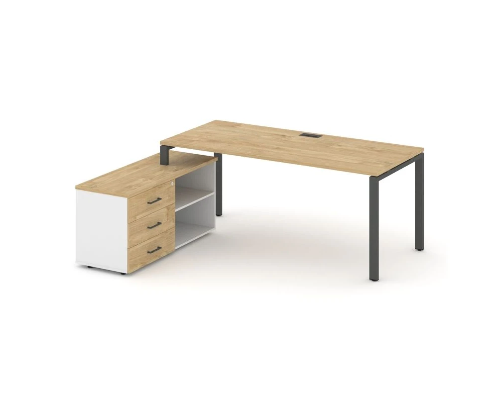 Стол письменный с греденцией левой на П-образном каркасе 2180x1480x750 Стайл Проджект Директ / Style Project Direct