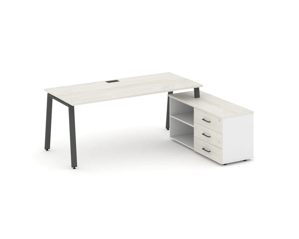 Стол письменный с греденцией правой на А-образном каркасе 2180x1480x750 Стайл Проджект Директ / Style Project Direct