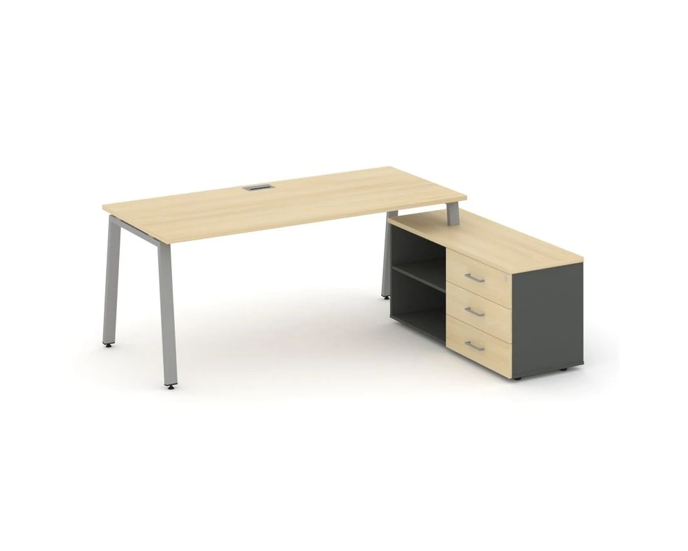 Стол письменный с греденцией правой на А-образном каркасе 2180x1480x750 Стайл Проджект Директ / Style Project Direct