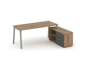 Стол письменный с греденцией правой на А-образном каркасе 2180x1480x750 Стайл Проджект Директ / Style Project Direct images