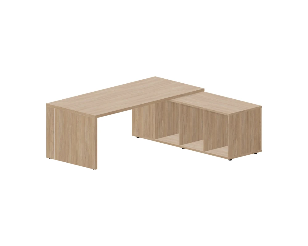 Стол письменный на опорной сервисной тумбе (правый) 200х180х73,5 Норман / Norman Светлый дуб