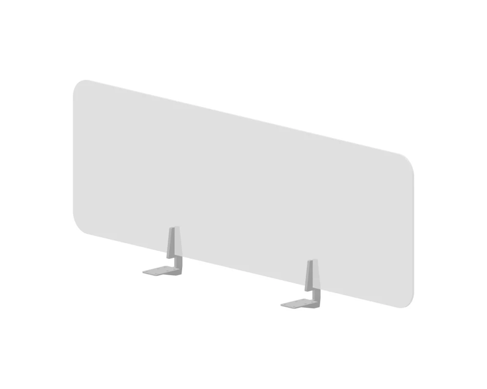 Экран фронтальный (плексиглас) 118x39,2 для стола ш.118см (с кронштейнами) Плекси / Plexi Молочно-белый/Алюминий