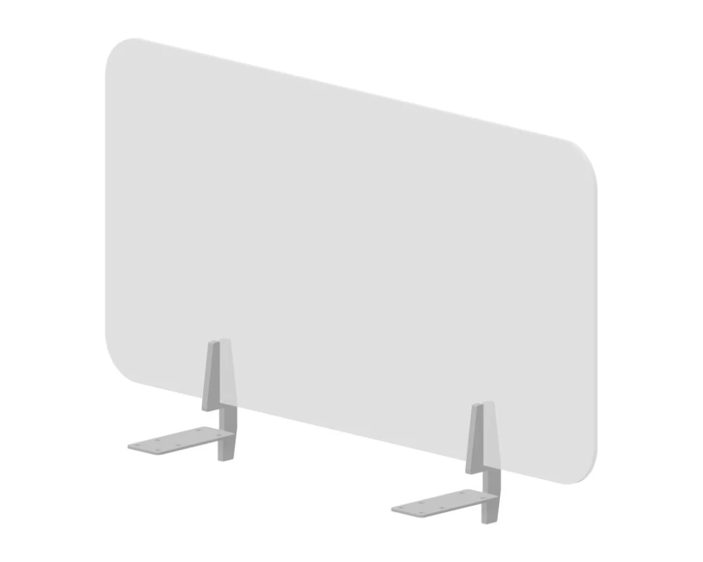 Экран торцевой (плексиглас) 78x39,2 финальный для столов гл.78см (с кронштейнами) Плекси / Plexi Молочно-белый/Алюминий