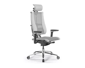 Кресло Y 4DF B2-14D M26.B35.G25.W04 (подгл.1) Сетка/Экокожа, Светло-серый/Белый images