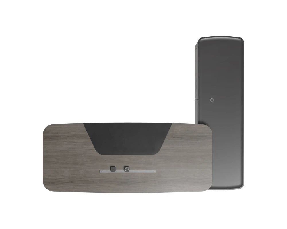 Стол руководителя на опорной сервисной тумбе - левый 2480x2240x750-1150 Atlas (Sun)